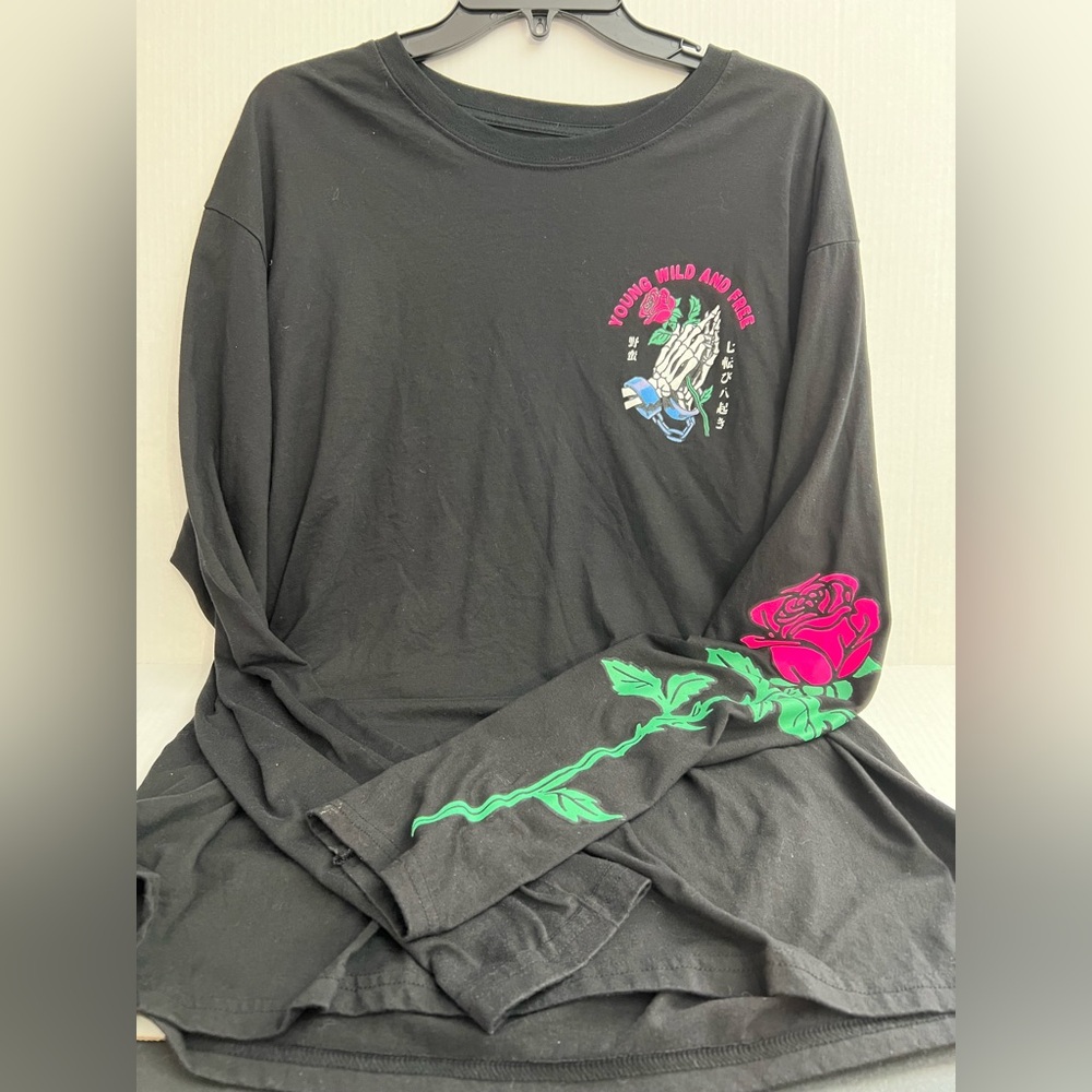 Fresh Laundry Young Wild & Free Long Sleeve Graphic Tee Shirt